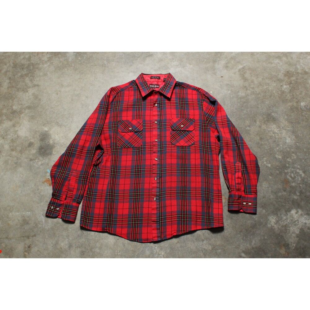 Vintage 90's Northwest Territory Distressed Plaid Long Sleeve Shirt - Large